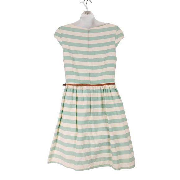 Atmosphere Cap Sleeve Fit & Flare Belted Dress Mint Green White Stripe Womens 12 - Picture 2 of 7